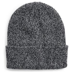 Open Edit Marled Recycled‑Blend Beanie – Black Combo – Soft Knit Winter Hat NWT